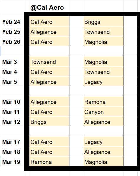 Game Schedule